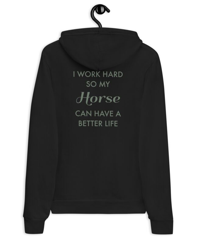 Black Mikko’s Choice unisex pullover hoodie, back view