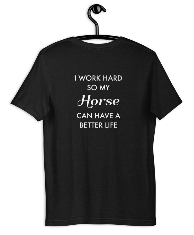 Black heather Horse T-shirt by @briankangal, back view